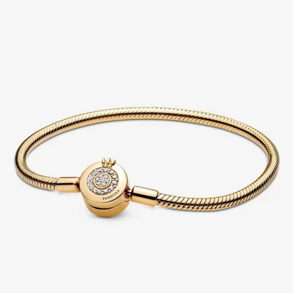 Pandora Moments Sparkling Crown O Snake Chain Bracelet size 7.5